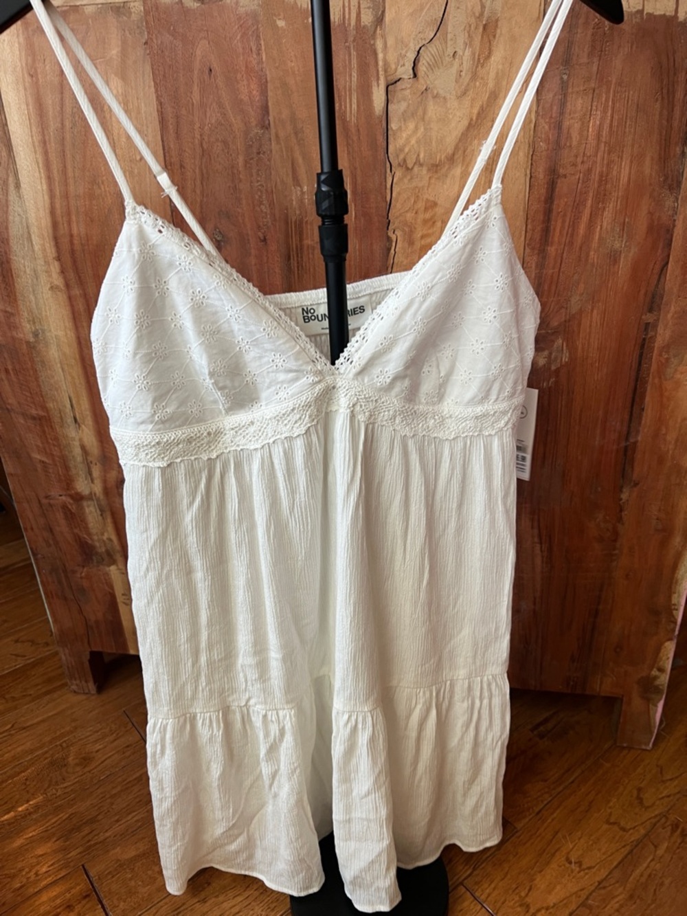 No Boundaries White Eyelet Lace Slip Sundress